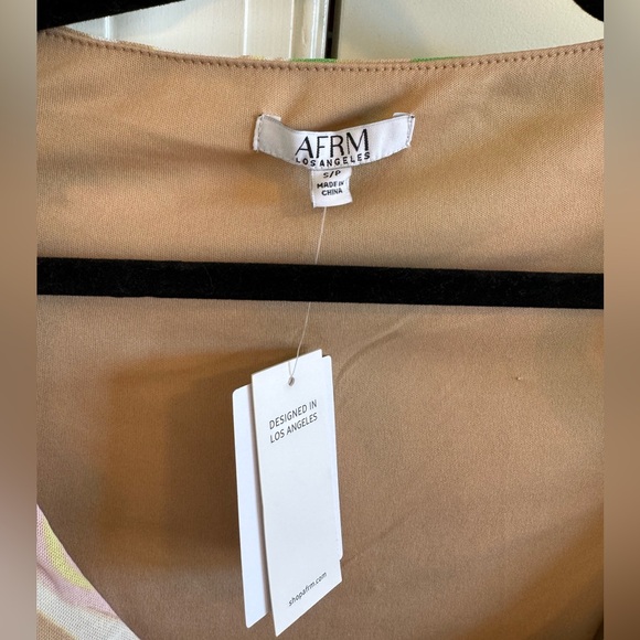 AFRM LOS ANGELES Gesine Long Sleeve Ruched Minidress in Green Swiss - Picture 7 of 11